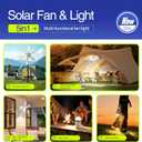 Solar Ceiling Fan with Light, 10800mAh Rechargeable Battery & 15W Solar Panel, DC Brushless Quiet Fan, RF Remote Control, for Gazebo, Patio, Camping Tent, Garage, RV, Emergency Use
