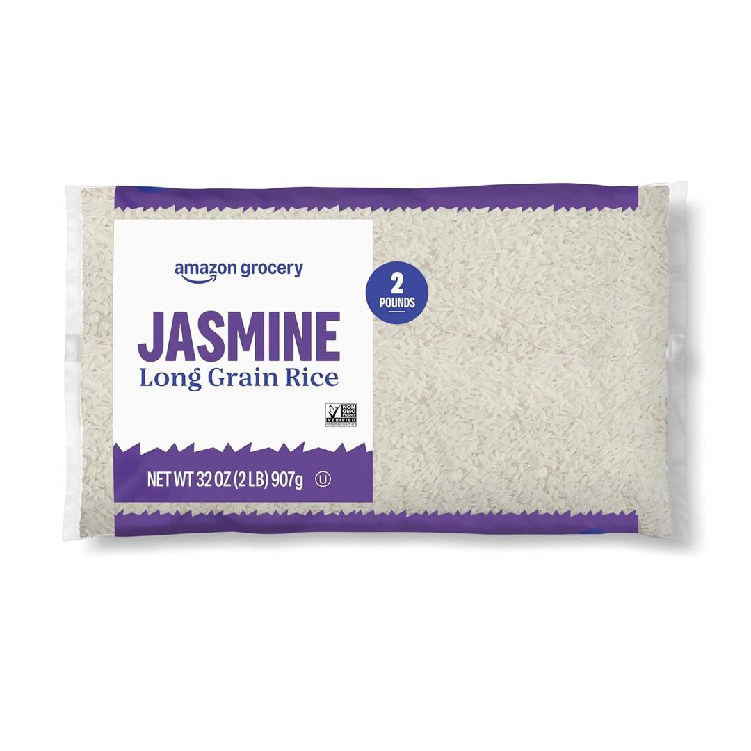 Amazon Grocery, Jasmine Long Grain Rice, 2 Lb (2 Pound (Pack of 1))