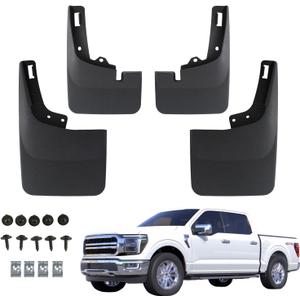 RMOURTEKK Mud Flaps Compatible with Ford F150 2024 2023 2022 2021 (Excludes Raptor Models) Without OEM Fender Flares Front & Rear Mud Guards Black Mud Guard Set(4pc Set)