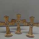 Juvale 3 Pack Catholic Wooden Cross Baptism Centerpieces for Tables, Communion, Home Decor (6 x 9 In), Baptism Decorations for Boys and Girls
