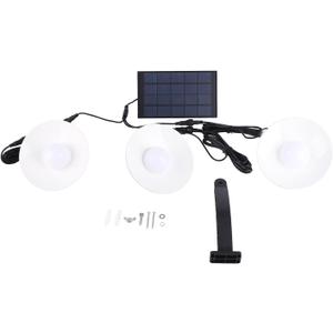 LED Solar Pendant Light with 3 Heads Induction Warm White Adjustable IP65 Solar Outdoor Lights Patio Barn Path Porch (3 Head)