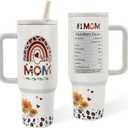 40 oz Tumbler with Handle and Straw Lid - Gifts for Mom from Daughter, Son - Birthday, Christmas Gifts for Women - 100% Leak Proof, Stainless Steel Insulated Keeps Drinks Cold or Hot