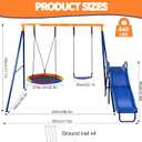 3-in-1 Kids Swing Set, Heavy-Duty A-Frame Swing Stand with Swing & Slide