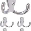Double Robe Hook 5 Pack Chrome with Screws Wall Mounted Towel Scarf