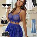 Avidlove Lingerie for Women Lace Babydoll Mesh Nightwear Chemise Nightie (Blue)