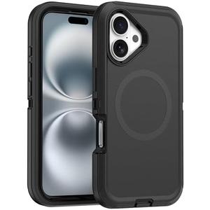 BOCONARRY Magnetic Case For iPhone 16 - [Compatible with MagSafe] [Military-Grade Protective] -Heavy Duty Magnetic Phone Case for iPhone 16 Case 6.1 Inch - Black