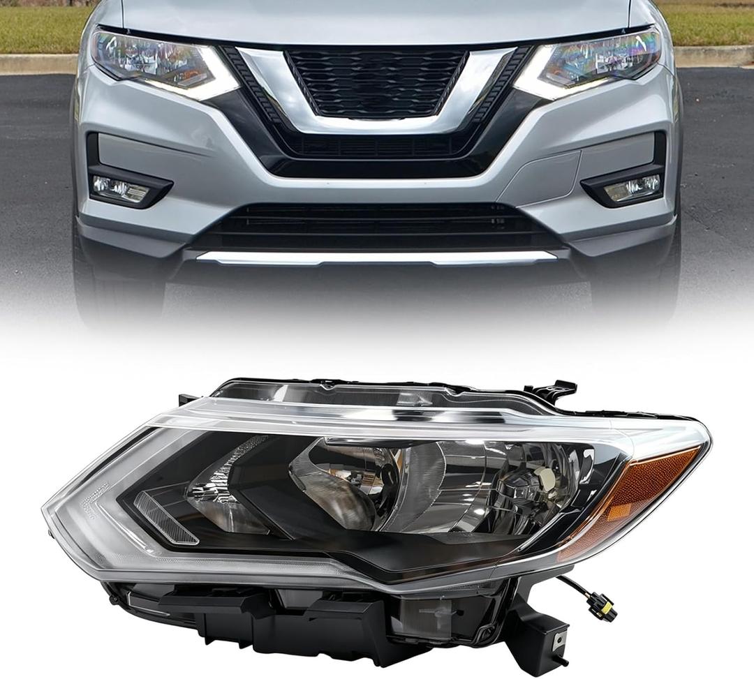 Headlights Assembly Compatible with 2017-2020 Nissan Rogue W/LED DRL(Driver Left Side)