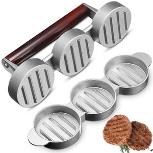 Mini Burger Press Small Meat Patty Maker Round Shape Press Patty Maker for Mini Hamburger, Barbecue, Picnic, Camping, Etc(Three 2.64-inch Molds)