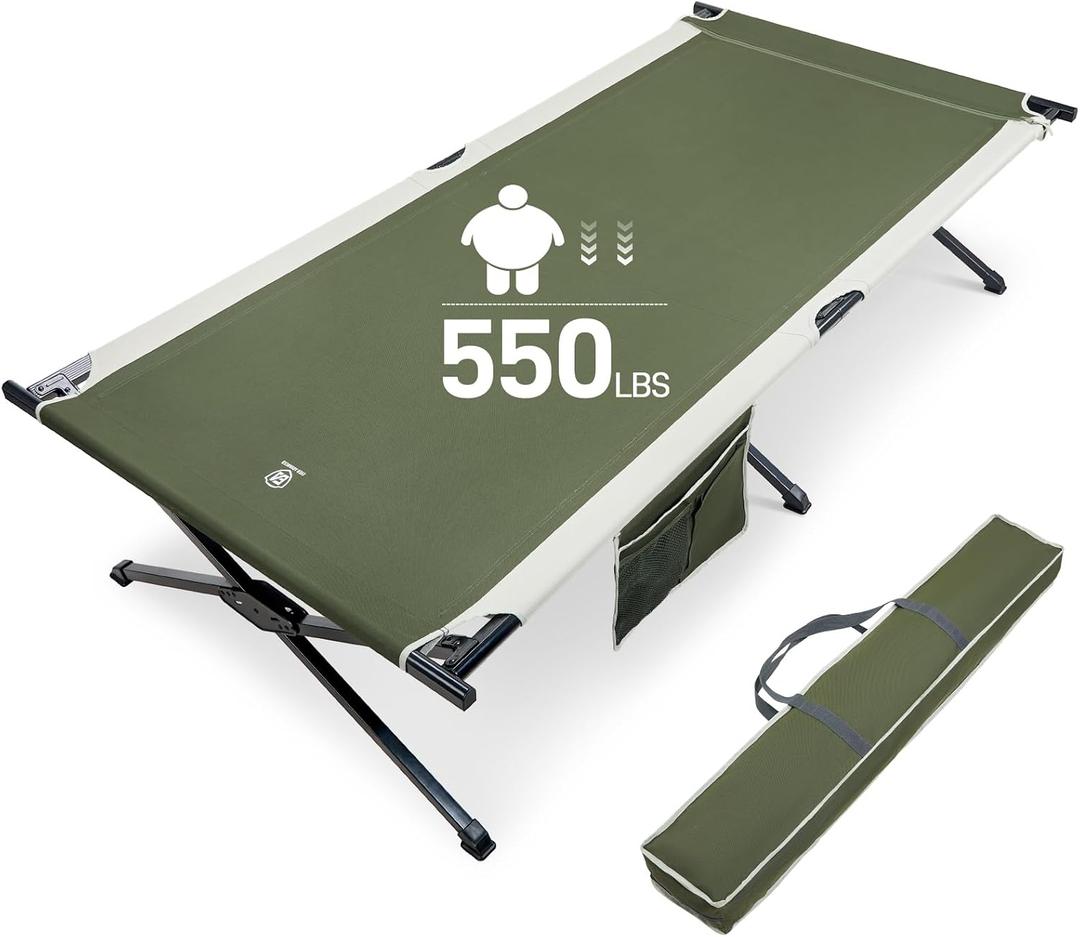 EVER ADVANCED Extra Wide Camping Cot for Adults Oversized XXL Sleeping Cots Folding Cot Bed with Carry Bag, 84.3" L x 41.9" W, Support to 550 lbs, Large