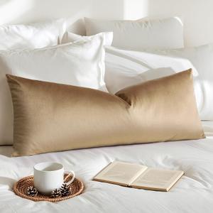 Artscope Luxury Velvet Lumbar Pillow Cover Super Soft Decorative Rectangle Pillowcases Soft Solid Cushion Cases for Couch Sofa Bedroom Car Decor 14x36 Inch Golden Brown