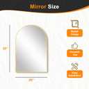 Delma Arched Bathroom Mirror, 20"x30" Wall Mounted Vanity Mirror for Bedroom, Living Room and Entryway, Gold