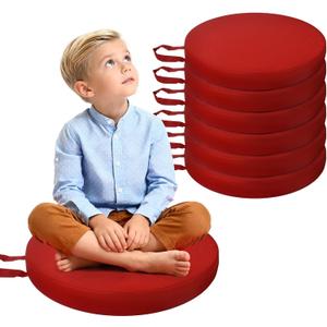 THMINS 6-Pack Thick Round Flexible Seating Floor Cushions, Soft Classroom Seat Pillows for Kids, 15 X 15 X 2.76 Inch, Red, 15 x 15 x 2.76 inches9（6 pack）