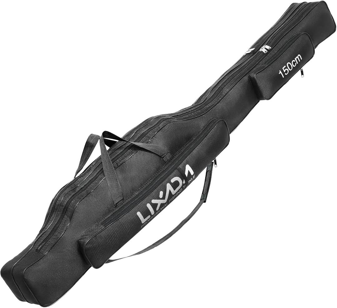 LIXADA Fishing Rod Case, Portable Folding Fishing Rod Case Fishing Pole Reel Storage Bag Fishing Gears Organizer 1150cm (Black)