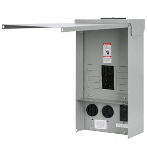 Temporary Power Outlet Panel with 20, 30, and 50-Amp Receptacle Installed,RV Electrical Outlet Panel with Breaker