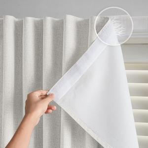 Self Adhesive Curtain No Rod Needed, Blackout Curtains No Drill for Easy Installation, Adhesive Curtains for Window Privacy (Light Beige - W35 L60 in)