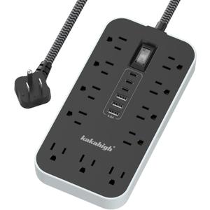 Extension Cord with USB Ports- 5 FT Power Strip with USB, 1625W Multi Outlet with 11 AC Outlet 6 USB (24W/4.8A), Charging Station for Multiple Devices, for Home, Office, Dorm, Gaming Room Essentials