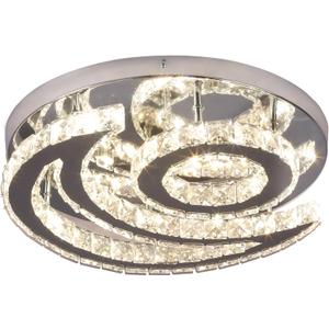 CLAIRDAI 15.7" Moon LED Crystal Semi-Flush Chandelier, 3-Color