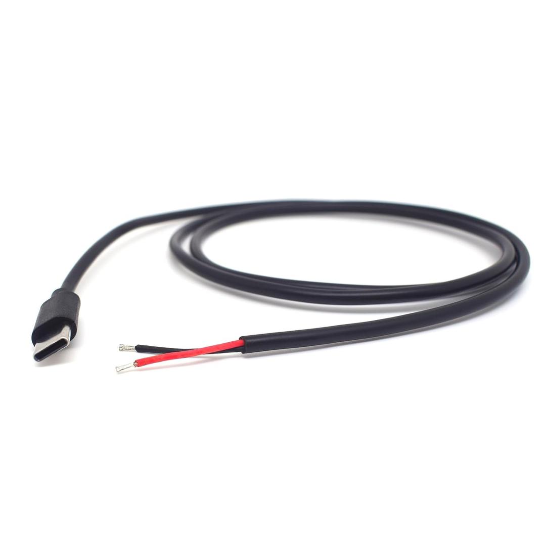 1M/3.3FT 22AWG USB Type C Male Pigtail,5V 3A USB C to 2 Pin Bare Wire Open End Cable Cord DIY for USB C Equipment Installed(Red & Black 2 Wire)