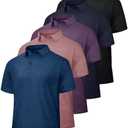 BOOJO 5 Pack Polo Shirts for Men - Quick Dry Moisture Wicking Performance Short Sleeve Mens Golf Shirts for Work Athletic Small