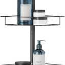 Zenna Home Tension Pole Shower Caddy, Adjustable Corner Shower Storage System with 4 Baskets and Built in Towel Bar, Rust-Resistant Bathroom Organization Solution, 60 to 97 Inch, Matte Black