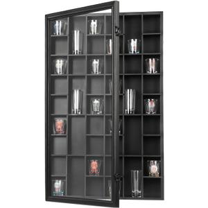 46 Wall Mounted Shot Glass Display Case UV Protection Black
Wall Mount shot glass display case wood Lockable with glass door and Removable Shelves,adjustable shelves
