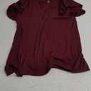 ANRABESS Womens Tops Dressy Casual Ruffle Short Sleeve V Neck Blouses Summer Button Down Business Work Elegant Shirts (Size Small, Burgundy)