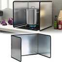 3 Sided Splatter Guard,Foldable Stainless Steel Oil Splatter Screens for Frying,Oil Splash Insulation Board,Nonstick Oil Splatter Guard Stove Insulation Board(L: 15" x W: 11.4" x H: 12")