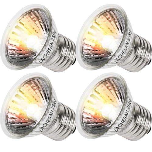 Lachesan 4-Pack 25W UVA Bulbs, Fit E26 Heat Reptile Lamp, Light Turtle Heat Lamp for Reptiles and Amphibian Tanks, Terrariums and Cages, Works with Various Lamp Fixtures