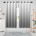 Renaiss Gray Ombre Blackout Curtains Grey Gradient Thermal Insulated Room Darkening Window Drapes Light Blocking Noise Reduce Grommet Window Treatments for Bedroom Living Room 21x63 Inches x 2 Panels