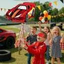 WERNNSAI Race Car Piata - Race Car Birthday Decorations Truck Car Piata Bundle with Blindfold and Bat Monster Truck Party Favors for Kids Boys Exciting Party Games Supplies