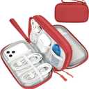 FYY Travel Cable Organizer Pouch Electronic Accessories Carry Case Portable Waterproof Double Layers All-in-One Storage Bag for Cord, Charger, Phone, Earphone Red