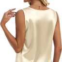 Silk Satin Tank Tops for Women Summer Scoop Neck Camisole Tops Dressy Casual Sleeveless Basic Blouses Shirts (M)