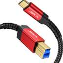 JSAUX USB 3.0 Cable B Male to USB-C, 6.6ft USB 3 Type B Cord Nylon Briaded Compatible with Docking Station, External Hard Drivers, Scanner and More