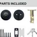 1 Side Keyed Deadbolt Lock,Single Cylinder Dead Bolt, Matte Black Round Exterior Keyed Front Entry Inside Door Deadbolt