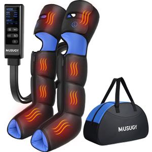 Leg Compression Massager with Heat for Circulation and Pain Relief | Sequential Full Leg Air Compression Boots, Recovery System, 6 Mode, 9 Intensity, 3 Heat, Plug-in Use, Mom, Dad, Athletes, Gym