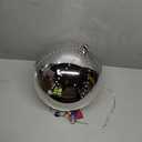 Alpine Corporation 13" H Indoor Hanging Christmas Ball Ornament with Multi-Colored LED Lights, Silver