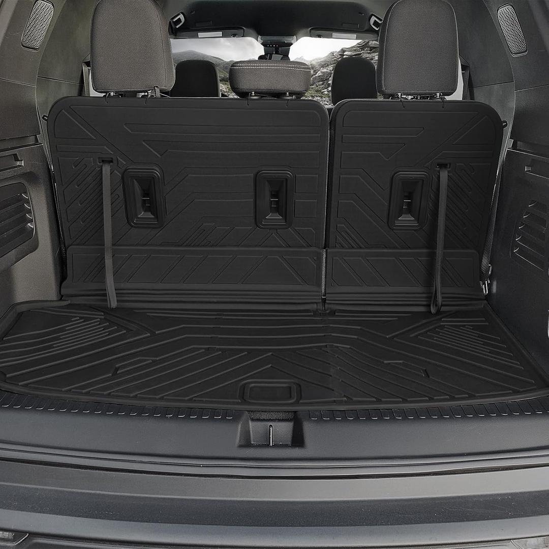 Cargo Mat for 2024 2025 2026 Chevy Traverse/GMC Acadia/ 2025 Buick Enclave, Full Coverage All Weather Trunk Mat Cargo Liner with Backrest Protectors for Chevy Traverse Accessories
