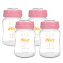 Matyz 4-Pack Breast Milk Collection and Storage Bottles (Pink, 6oz Each) - No BPA Breastmilk Storage Bottles with Lids - Pumping Storage Bottles for Philips Avent Medela Spectra Breast Pumps