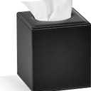 Tissue Box Cover Square Tissue Box Holder for Bathroom (Black)