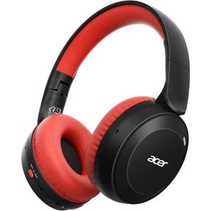 acer Kids Bluetooth Headphones, 85/94dB Volume Limiter, Foldable Wireless Over-Ear Headphones for iPad, Travel, 60H Playtime, Bluetooth 6.0, Built-in Mic, Black Red