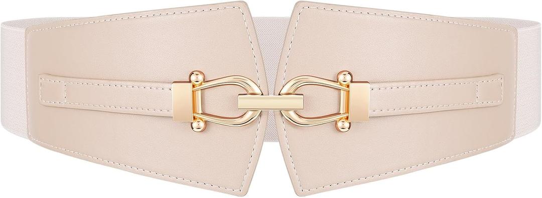 Wide Elastic Belts for Women Stretch Belt Gold Buckle Stretchy Waist Belts for Dresses Coats