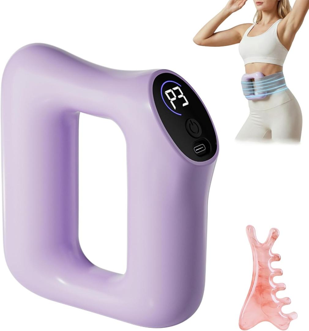 Electric Full-Body Vibration Massager, Hands-Free Cordless Design with Adjustable Strap, 8 Vibration Modes for Belly, Back, Legs & Waist, Includes Sash & Scraper (Light Purple)
