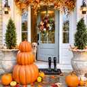 Marsui 3 Pcs Outdoor Pumpkins for Fall Porch, Resin Stackable Pumpkins