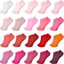 20 Pairs Womens Ankle Socks Low Cut Athletic Running Sports Colorful Short Socks with Tab (One Size, Pink)