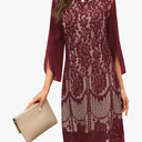 Wedding Guest Cocktail & Formal Dresses for Women - Lace Sequin Prom Evening Dress
XL