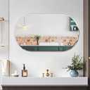 Frameless Bathroom Mirror, 26X38 inch Beveled Bathroom Mirror, | bathroom oval mirror, bedroom/wall/bathroom/makeup area/cloakroom, hung horizontally or vertically.
