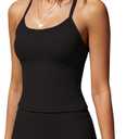 SUUKSESS Women 1 Piece Workout Sets High Waisted Tummy Control Biker Shorts Halter Padded Tank Tops, XS