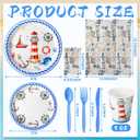 Sinmoe 400 Pcs Summer Plates and Napkins Set Summer Paper Dinnerware Disposable Party Supplies for 50 Guest Dinnerware Knife Fork Spoon for Birthday Party(Blue,Nautical)