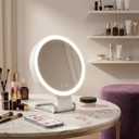 Makeup Mirror with Lights, Magnifying Mirror 1X/30X with Adjustable 3 Color Light, Double Side Control, 2000mAh Rechargeable, Lighted Makeup Mirror with Magnification, Smart Memory, Gift for Women