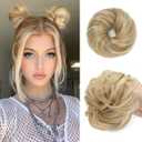 CJL HAIR 2PCs Small Cute Messy Bun Hair Piece for Thin Hair Women Mini Synthetic Curly Bun Scrunchies Updo Hairpieces Dirty Blonde